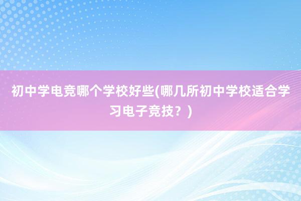 初中学电竞哪个学校好些(哪几所初中学校适合学习电子竞技？)