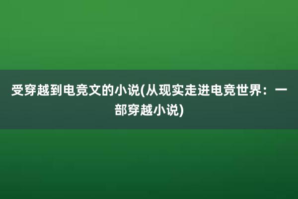 受穿越到电竞文的小说(从现实走进电竞世界：一部穿越小说)