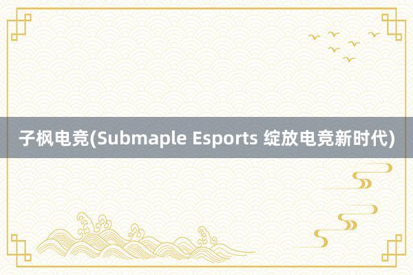 子枫电竞(Submaple Esports 绽放电竞新时代)