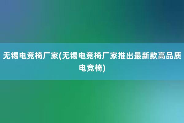 无锡电竞椅厂家(无锡电竞椅厂家推出最新款高品质电竞椅)