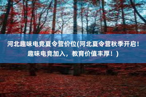 河北趣味电竞夏令营价位(河北夏令营秋季开启！趣味电竞加入，教育价值丰厚！)