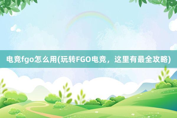 电竞fgo怎么用(玩转FGO电竞，这里有最全攻略)