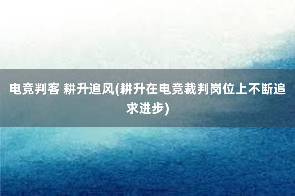 电竞判客 耕升追风(耕升在电竞裁判岗位上不断追求进步)