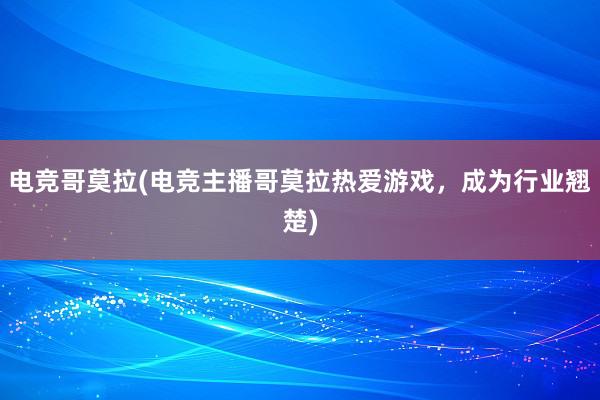 电竞哥莫拉(电竞主播哥莫拉热爱游戏，成为行业翘楚)