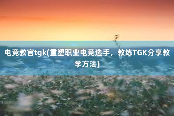 电竞教官tgk(重塑职业电竞选手，教练TGK分享教学方法)