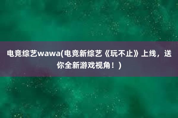 电竞综艺wawa(电竞新综艺《玩不止》上线，送你全新游戏视角！)