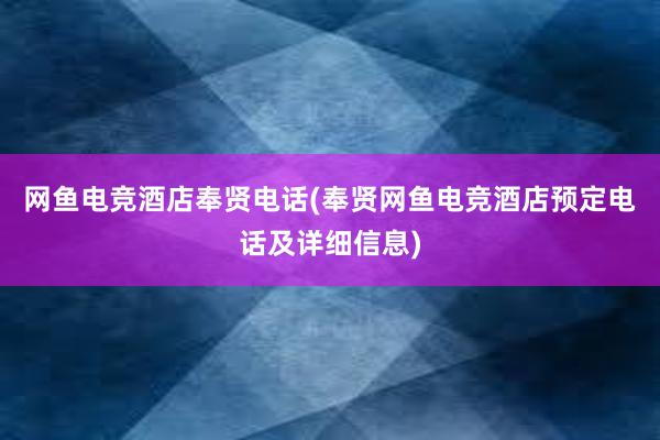 网鱼电竞酒店奉贤电话(奉贤网鱼电竞酒店预定电话及详细信息)