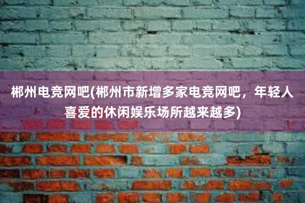 郴州电竞网吧(郴州市新增多家电竞网吧，年轻人喜爱的休闲娱乐场所越来越多)