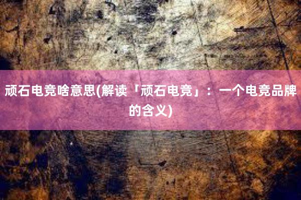 顽石电竞啥意思(解读「顽石电竞」：一个电竞品牌的含义)