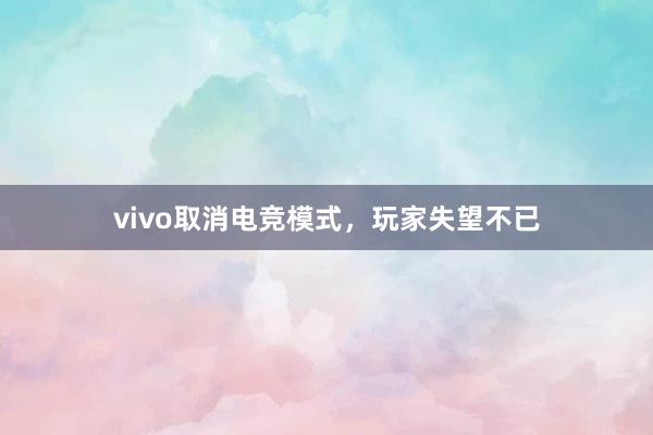 vivo取消电竞模式，玩家失望不已