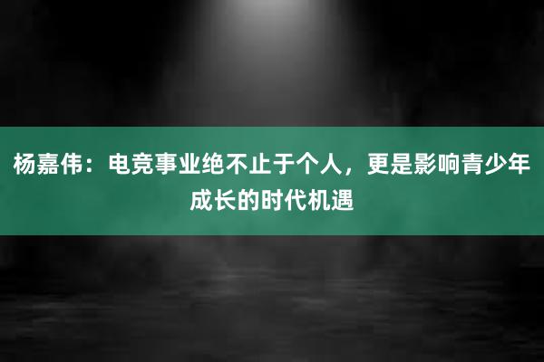 杨嘉伟：电竞事业绝不止于个人，更是影响青少年成长的时代机遇