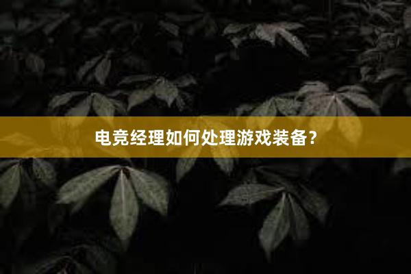 电竞经理如何处理游戏装备？