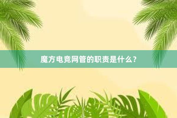 魔方电竞网管的职责是什么？